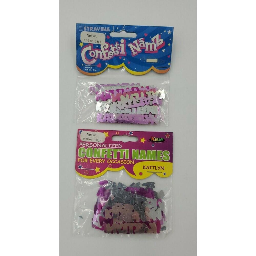 Personalized Name Confetti Kaitlyn 5 Packs Foil Pink & Silver Party Craft - Picture 2 of 3